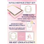 Netsan Etiket Çiçek Desen Hediyelik Etiket Seti - Kutu, Çikolata Etiketi, Kutu Etiketi ve Mini Kolonya
