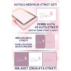 Netsan Etiket Kelebek Desen Hediyelik Etiket Seti - Kutu, Çikolata Etiketi, Kutu Etiketi ve Mini Kolonya