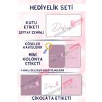 Netsan Etiket Kelebek Desenli Hediyelik Seti / Çikolata Etiketi - Kolonya Etiketi - Kutu Etiketi / Mor Pembe Beyaz