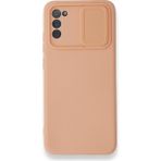 Nettech Samsung Galaxy A02s Uyumlu Kızaklı Kamera Korumalı Arka Koruma Kılıf - Pembe