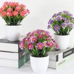 Netten Evime 3lü Set Yapay Çiçek Papatya Beyaz Saksıda Karışık Renkler