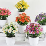 Netten Evime 6lı Set Yapay Çiçek Papatya Beyaz Saksıda Karışık Renkler