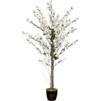 Netten Evime Yapay Ağaç Bahardalı Ağacı Beyaz Japon Kiraz Çiçeği Sakura Çiçeği 127x70cm Siyah Plastik Saksılı