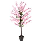 Netten Evime Yapay Ağaç Bahardalı Ağacı Pembe Japon Kiraz Çiçeği Sakura Çiçeği 127x70cm Siyah Plastik Saksılı