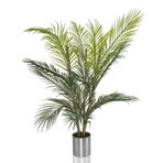 Netten Evime Yapay Çiçek Areka Ağacı Palmiye Ağacı Bambu Saplı Gümüş Saksılı Salon Çiçeği 18 Yaprak 85 cm