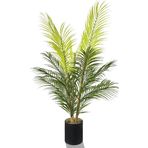 Netten Evime Yapay Çiçek Areka Ağacı Palmiye Ağacı Bambu Saplı Siyah Saksılı Salon Çiçeği 18 Yaprak 85 cm
