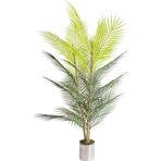 Netten Evime Yapay Çiçek Areka Ağacı Palmiye Ağacı Bambu Saplı Siyah Saksılı Salon Çiçeği 27 Yaprak 115 cm