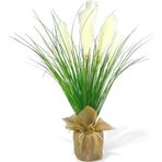 Netten Evime Yapay Çiçek Beyaz Püskül Grass Keten Saksılı Panpas 80*40 cm Saz