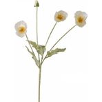 Netten Evime Yapay Çiçek Gelincik Çiçeği Beyaz Renk 3 Çiçek 1 Tomurcuk 59Cm