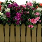 Netten Evime Yapay Çiçek Gold Çit Balkon Saksısı Renkli Açelya Çiçekli 55*20cm