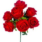 Netten Evime Yapay Çiçek Kadife Kırmızı Gül Demeti 7 Dallı 35*25 cm 7 cm Gül Büyükboy KIRMIZI