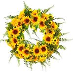Netten Evime Yapay Çiçek Kapı Süsü Ay Çiçeği ve Kuşkonmaz Sunflower Yılbaşı Kapı Çelengi