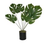 Netten Evime Yapay Çiçek Monstera Deve Tabanı Siyah Saksılı Salon Çiçeği 7 Yaprak 66cm