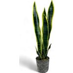 Netten Evime Yapay Çiçek Saksılı Yeşil Kılıç Çiçeği 68 cm Salon Çiçeği Gri Seramik Saksılı Yapay Bitki