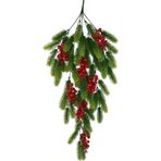 Netten Evime Yapay Çiçek Sarkan Kokina Çam Yapraklı Yılbaşı Çiçeği Red Berry 70*30cm