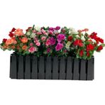 Netten Evime Yapay Çiçek Siyah Çit Balkon Saksısı Renkli Açelya Çiçekli 55*20cm