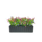Netten Evime Yapay Çiçek Siyah Çit Balkon Saksısı Renkli Mineli Şimşir Çiçekli 55*35cm