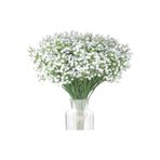 Nettenevime 3lü Set Uzun Dal Yapay Çiçek Plastik Beyaz Cipso 4dallı 63cm