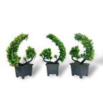 Nettenevime 3lü Set Yapay Çiçek Bonsai Ağacı Eğik Model Dekoratif Yapay Ağaç Bonzai 30*15 Cm Siyah Saksıda Turuncu