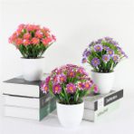 nettenevime 3lü Set Yapay Çiçek Papatya Beyaz Saksıda Karışık Renkler