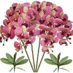 Nettenevime 4lü Set Yapay Çiçek Fuşya Çilli Islak Orkide Ve 2 Adet Orkide Yaprağı Gerçeksi Doku Uzun Dal 90cm Pembe