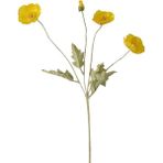 Nettenevime 59 cm Sarı Renk Yapay Gelincik Çiçeği 3 Çiçek 1 Tomurcuk Gerçekçi Görünüm