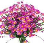 nettenevime 6lı Set Yapay Çiçek Lila Papatya 7 Dallı Plastik Dekoratif Yapay Bitki