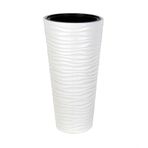nettenevime Beyaz Kumsal Vazo Dekoratif Uzun Saksı 5.5 lt 30*57cm