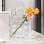 Nettenevime Çanta Vazo Köşeli Model Cam Çiçek Vazosu Dekoratif Şeffaf Vazo Büyük Boy Glass Bag Vase
