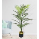 nettenevime Yapay Ağaç Areka Ağacı Gold Halkalı Siyah Lüx Saksılı Palmiye Ağacı Salon Bitkisi 130 cm 20 Yaprak