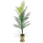 Nettenevime Yapay Ağaç Areka Ağacı Salon Bitkisi Krem Gold Metal Vazoda 130 Cm 12 Yaprak Yeşil