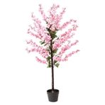 nettenevime Yapay Ağaç Bahardalı Ağacı Pembe Japon Kiraz Çiçeği Sakura Çiçeği 127x70cm Siyah Plastik Saksılı