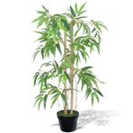 nettenevime Yapay Ağaç Bambu Ağacı 2 Gövdeli Çalılı 90x70cm Siyah Plastik Saksılı