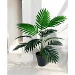 Nettenevime Yapay Ağaç Salon Bitkisi Areka Palmiye Siyah Saksıda 60cm 12 Yaprak Plastik Yeşil
