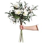 Nettenevime Yapay Çiçek 1dal Beyaz Manolya 3 Kafalı 3adet Yapay Zeytin Dalı Uzun Dal Çiçek Flowers 80cm