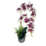 Nettenevime Yapay Çiçek 2li Benekli Fuşya Islak Orkide Seramik Saksıda Orkide 60cm Pembe