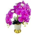 Nettenevime Yapay Çiçek 3lü Fuşya Orkide Metal Krem Gold Saksıda Orkide 60cm Pembe