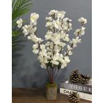 nettenevime Yapay Çiçek Ahşap Kütük Saksılı Beyaz Bahardalı Salon Bitkisi 50cm