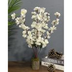 nettenevime Yapay Çiçek Ahşap Kütük Saksılı Beyaz Bahardalı Salon Bitkisi 50cm