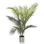 Nettenevime Yapay Çiçek Areka Ağacı Palmiye Ağacı Bambu Saplı Gümüş Saksılı Salon Çiçeği 18 Yaprak 85 Cm Yeşil