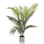 nettenevime Yapay Çiçek Areka Ağacı Palmiye Ağacı Bambu Saplı Gümüş Saksılı Salon Çiçeği 18 Yaprak 85 cm