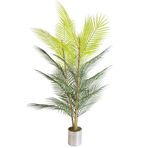 nettenevime Yapay Çiçek Areka Ağacı Palmiye Ağacı Bambu Saplı Siyah Saksılı Salon Çiçeği 27 Yaprak 115 cm