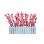 nettenevime Yapay Çiçek Beyaz Çit Balkon Saksısı Pembe Bahardalı 55*20cm