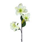 Nettenevime Yapay Çiçek Beyaz Manolya Islak Doku 3 Kafalı Uzun Dal Çiçek Flowers 95Cm