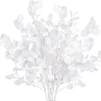 nettenevime Yapay Çiçek Beyaz Okaliptus Tek Dal Kumaş Yapraklı Uzun Dal 80cm Eucalyptus