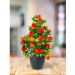 nettenevime Yapay Çiçek Çilek Ağacı Siyah Saksıda Çilek 30cm