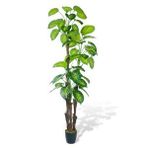 Nettenevime Yapay Çiçek Difenbahya Sarı Yeşil 3katlı 190cm 54yaprak Siyah Plastik Saksıda Yapay Bitki