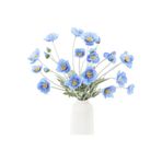 Nettenevime Yapay Çiçek Gelincik Çiçeği Mavi Açık Renk 3 Çiçek 1 Tomurcuk 59Cm