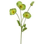 Nettenevime Yapay Çiçek Gelincik Çiçeği Sert Kumaş Yeşil Renk 3 Çiçek 1 Tomurcuk 59cm Yeşil