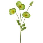 Nettenevime Yapay Çiçek Gelincik Çiçeği Sert Kumaş YEŞİL Renk 3 Çiçek 1 Tomurcuk 59Cm